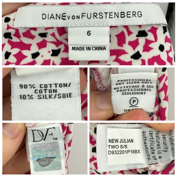 Diane von Furstenberg Julian Mini Wrap Sleeveless Dress | Pink/White/Black | 6 - Picture 4 of 10
